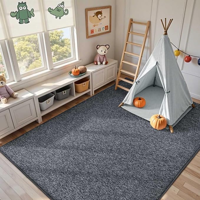 FinRèc 4x6 Washable Area Rugs for Bedroom Living Room, Low Pile Thin Rug Solid - Image 5