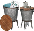 RUSTOWN Farmhouse Side Tables Set of 2, Galvanized Metal Bucket End Table by RUSTOWN