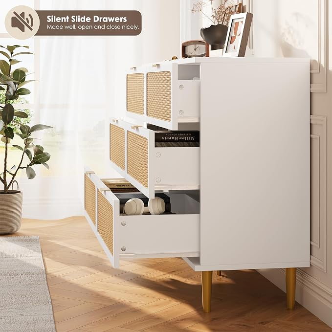 GarveeHome Rattan 6 Drawer Dressers - Image 6