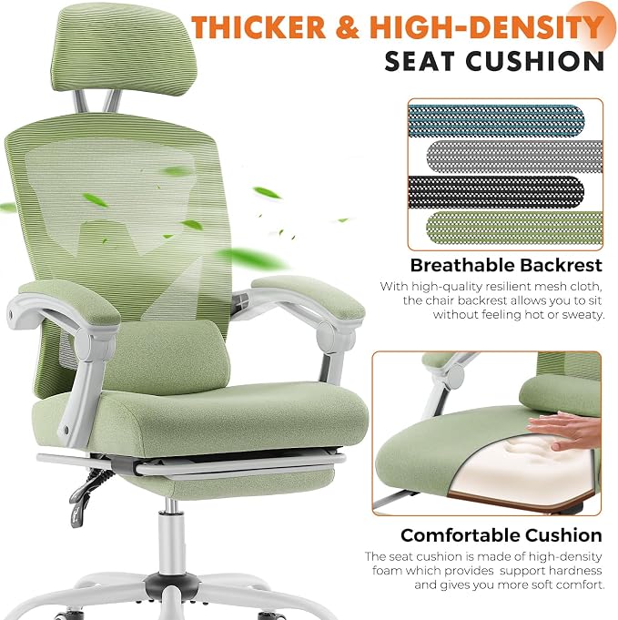 Sweetcrispy Office Computer Desk Chair, Ergonomic High-Back Mesh Rolling Work - Image 3