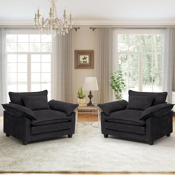 Modern Oversized Accent Chairs Set of 2, Chenille Cloud Sofa Chair by choairy