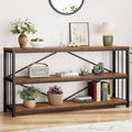 LVB Rustic 3 Tier Entryway Table, Industrial Long Wood Sofa Table Behind Couch by LVB