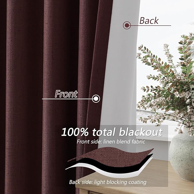 Guken 100% Blackout Curtains 90 Inch Length 2 Panels Set - Image 5