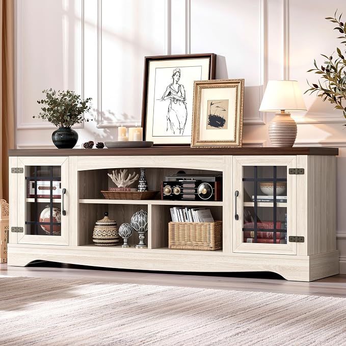 IRONCK Farmhouse TV Stand for 75 Inch TV, Rustic Entertainment Center - Image 3