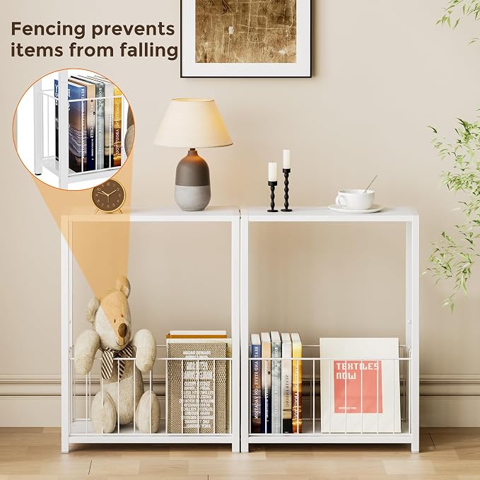 Homleke Narrow Side Table with Magazine Holder, Skinny End Table Perfect - Image 4