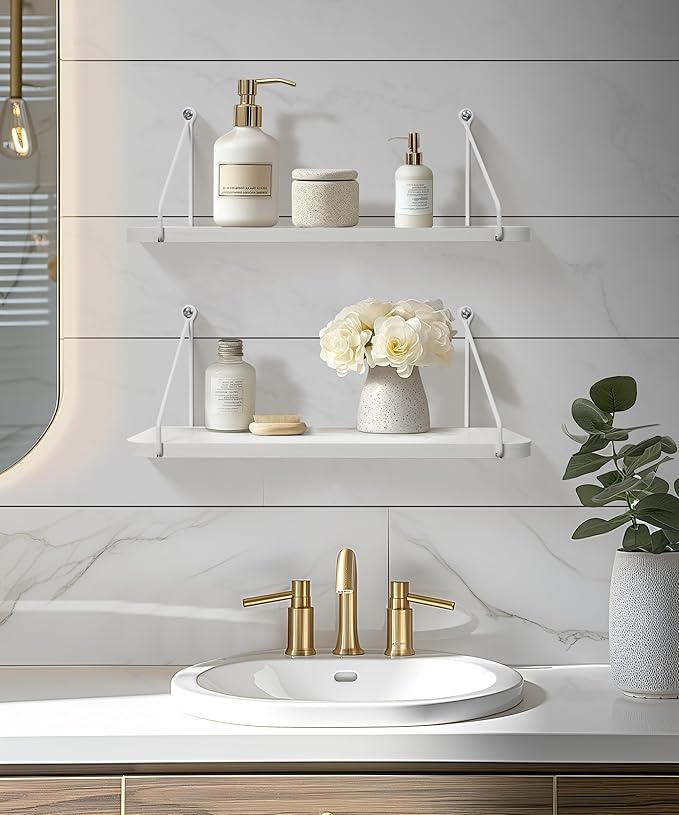 Afuly White Shelves for Wall, Floating Shelf Bathroom, Wall Mounted Shelves for - Image 4