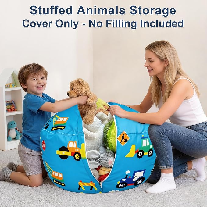 Lukeight Stuffed Animals Storage Bean Bag Chair Cover - Image 2