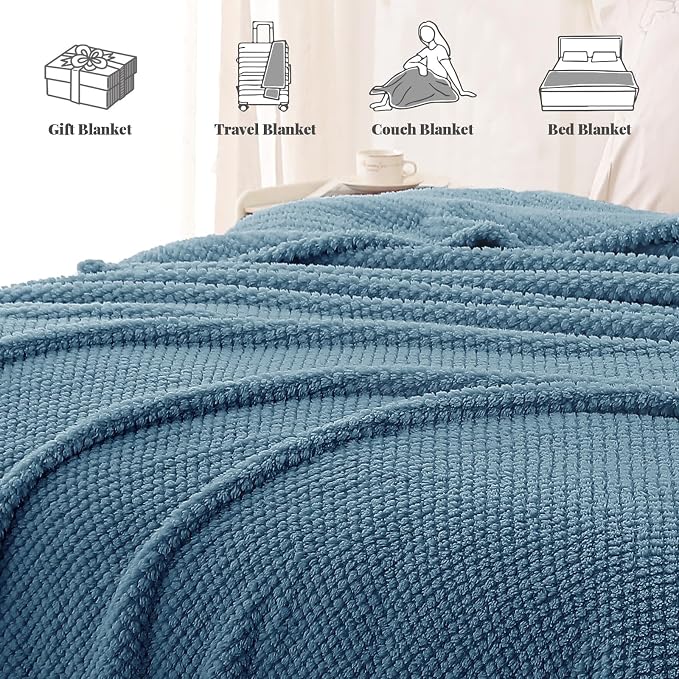 Whale Flotilla King Size Fuzzy Fleece Blanket, Fluffy Warm Soft Jacquard Bed - Image 8