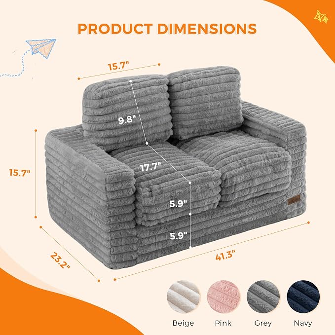 MAXYOYO Extra Wide Kids Bean Bag Chair, Comfy Faux Fur Bean Bag Sofa - Image 2