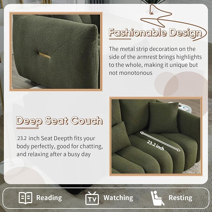 Antetek 78" Modern Sofa Couch, Comfy Deep Seat Teddy Cloud Sofa, Upholstered - Image 5