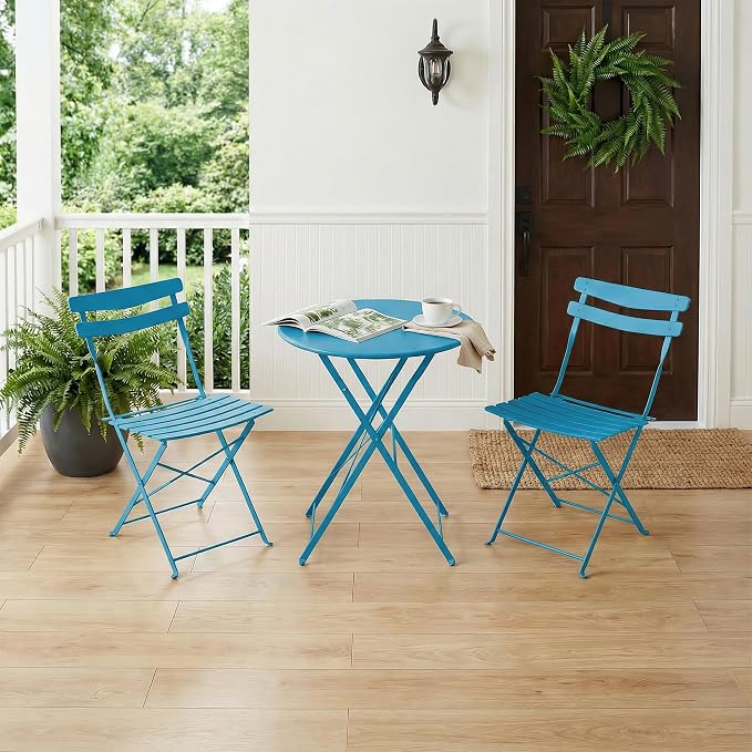 GarveeLife 3 Piece Patio Bistro Set, Folding Patio Bistro Table and Chairs Set - Image 7