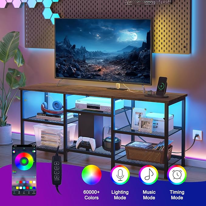 YGEOMER TV Stand for Living Room TVs Up to 55 Inches, Entertainment Center - Image 4