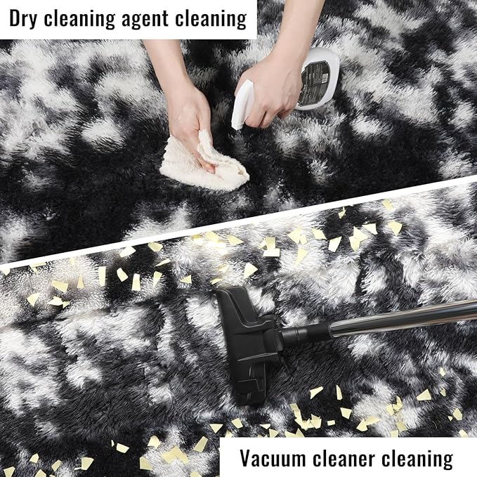 PAGISOFE Black White Rugs for Living Room 6x9, Shag Fuzzy Fluffy Rugs for - Image 6