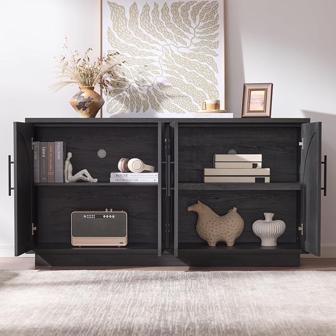 Fatmok Buffet Cabinet with Storage, Wood Media TV Console Table Credenza - Image 3