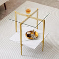 LumFurn Square Glass End Table, Mid-Century Modern Design Sofa Table, by LumFurn