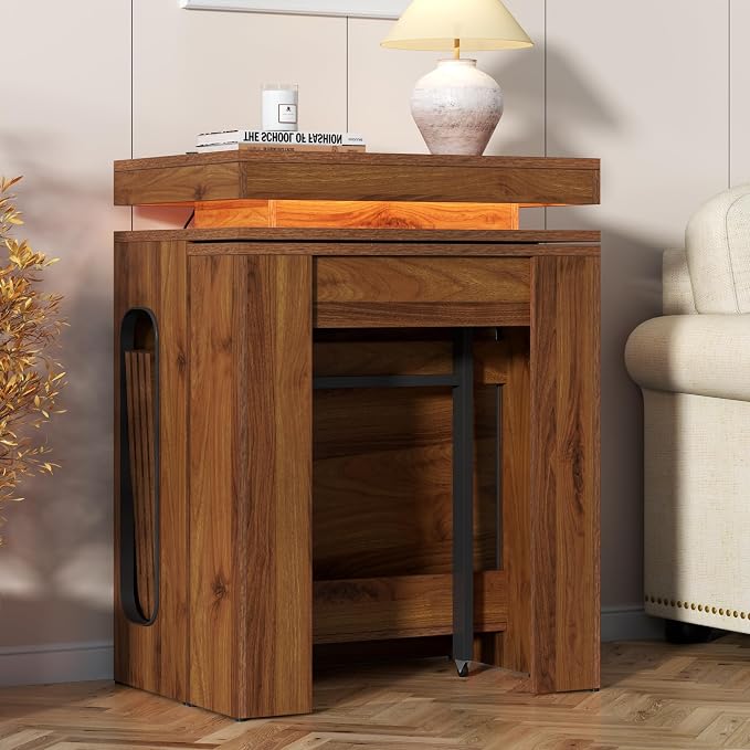 Extendable Dining Table with Charging Station, Convertible Folding Console Table - Image 3