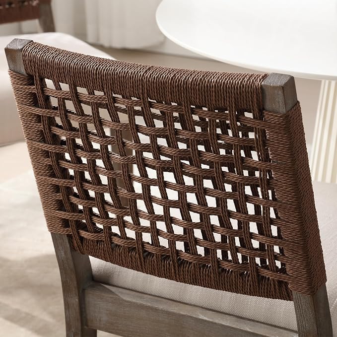 LZAREAL Farmhouse Dining Chairs Set of 2 Linen Fabric Upholstered Accent Side - Image 6