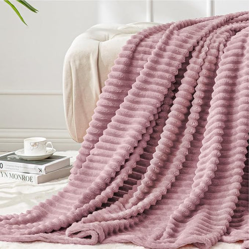 BEDELITE Fleece Throw Blanket for Couch – 3D Ribbed Jacquard Soft and Warm by BEDELITE