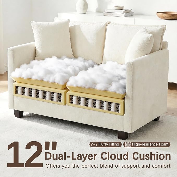 Loveseat Sofa, Comfy Chenille Small Couch - Image 3
