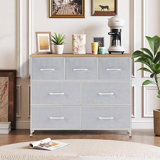 7-Drawer Dresser for Bedroom, Anti-Tip Wide Storage Organizer Fabric Chest of - Image 2