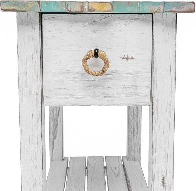 Sea Winds Trading Picket Fence Chairside Table Kiln-Dried Solid Wood Distressed - Image 2