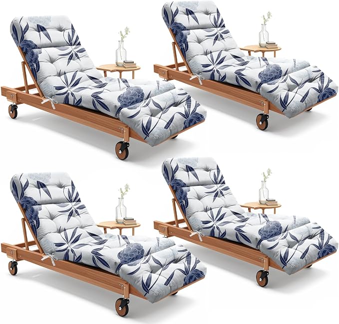 4 Pack Outdoor Chaise Lounge Chair Cushion 75.1 x 22.8 x 4.7 Inches 100% by Uthem