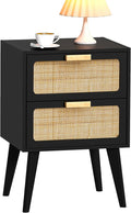 YAUKOMEL Black Nightstand, Wood End Table, Side Table by YAUKOMEL