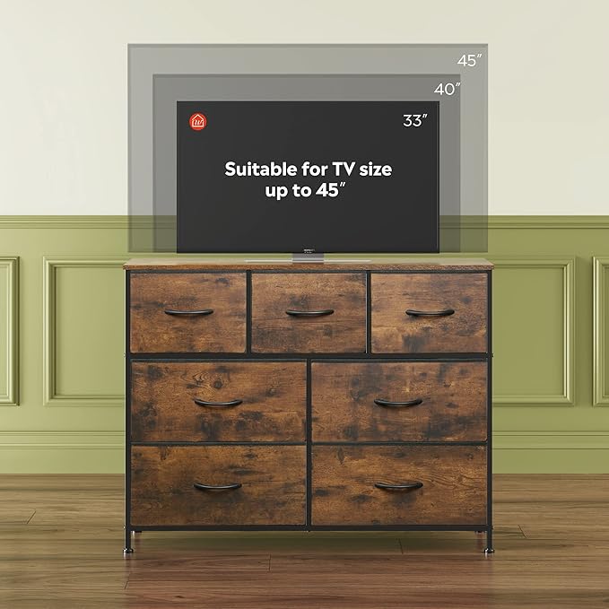 WLIVE 7 Drawer Dresser TV Stand, Entertainment Center, Media Console Table - Image 6