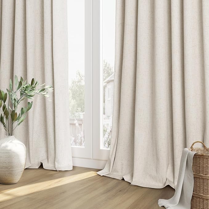 Guken 100% Blackout Linen Curtains 80 Inch Length 2 Panels Set - Image 8