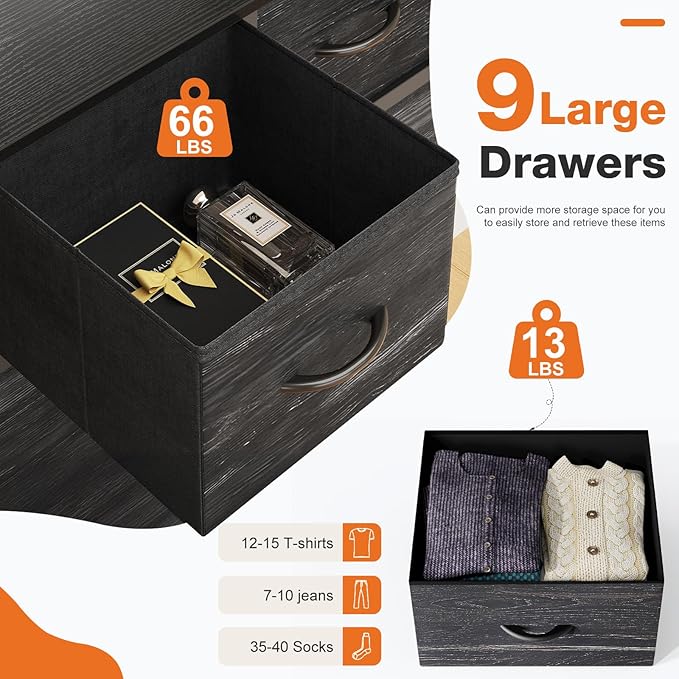 Sweetcrispy 9 Drawer Fabric Dresser Storage Tower - Image 5