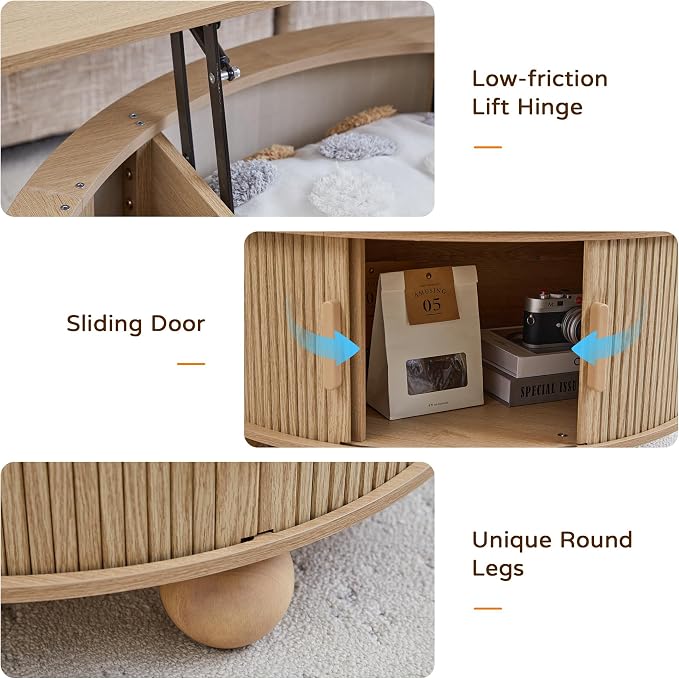 Fluted Round Lift Top Coffee Table - Image 4