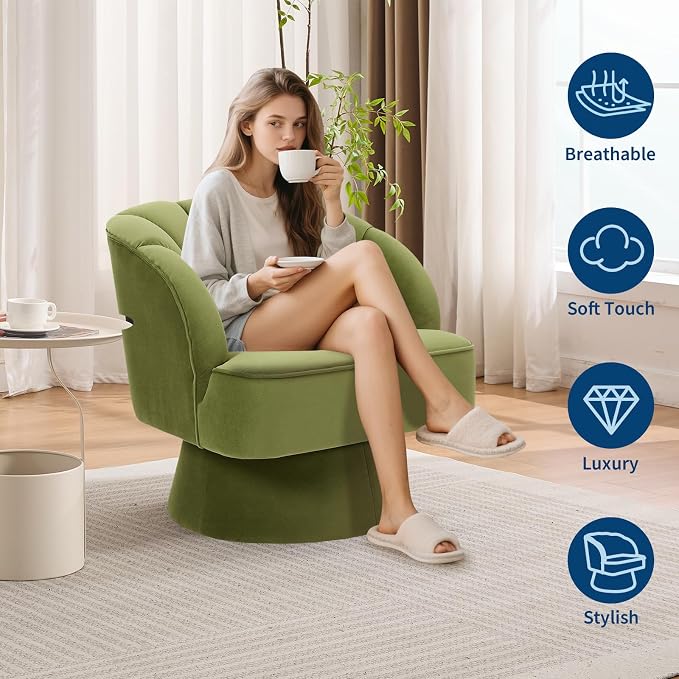 Garvee Ultra-Plush Swivel Accent Chair, 360° Barrel Lounge Chair - Image 4
