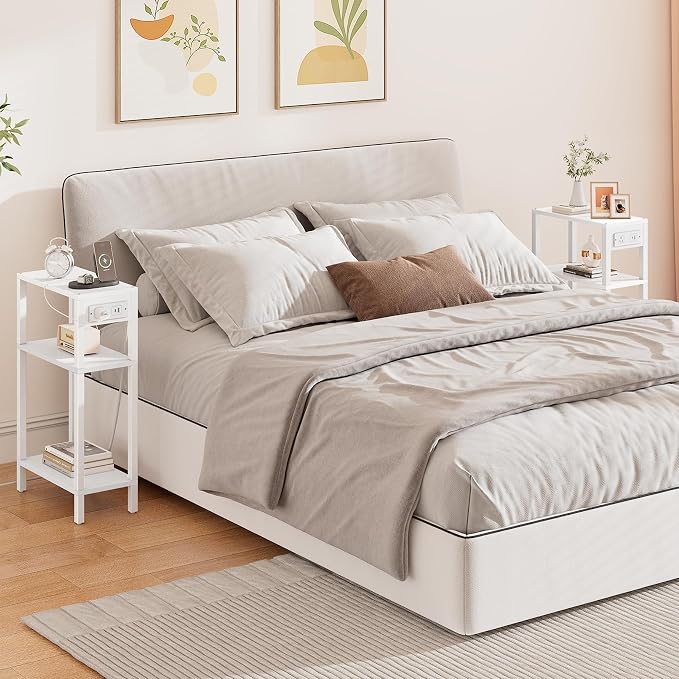 TUTOTAK Narrow Side Table with Charging Station, Small End Table with USB Ports - Image 5