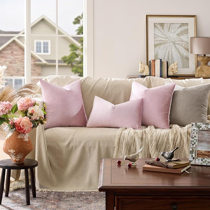 GIGIZAZA Decorative Throw Pillow Covers 16x16, Velvet Sofa Boho Cushion Pillows - Image 2