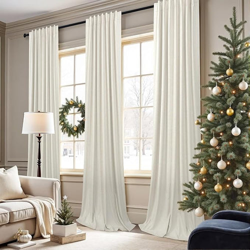100% Blackout Curtains 84 Inch Length 2 Panels Set Neutral Boho Linen Farmhouse - Image 2