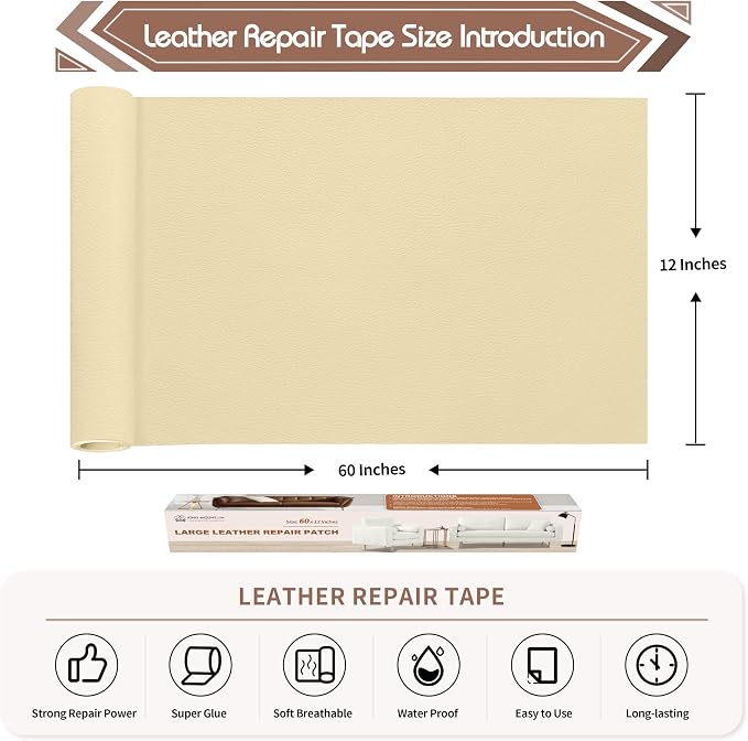 KING MOUNTAIN Leather Repair Patch, 12 x 60 Inches Self-Adhesive Repair Tape - Image 4