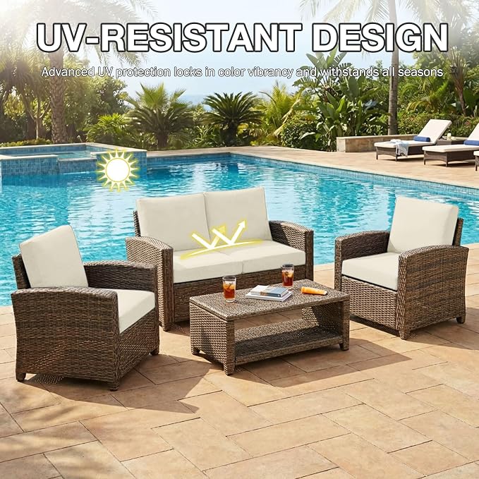 hyha 4Pcs Patio Cushion Covers, Stretch Outdoor Couch Cushion Covers Replacement - Image 6