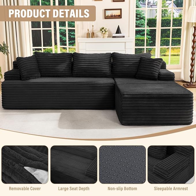 Hobestluk Modular Sectional Sofa Couches L-Shape Couch 3 Seat Modular Sofa - Image 4