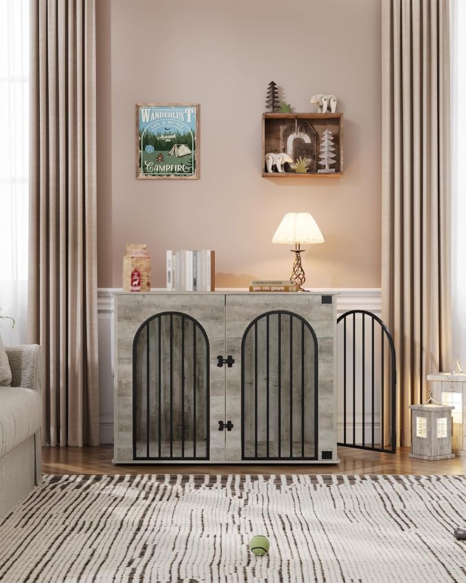 Hzuaneri 43.3" Wooden Dog Crate Furniture, Indoor Dog Kennel Dogs Cage - Image 8