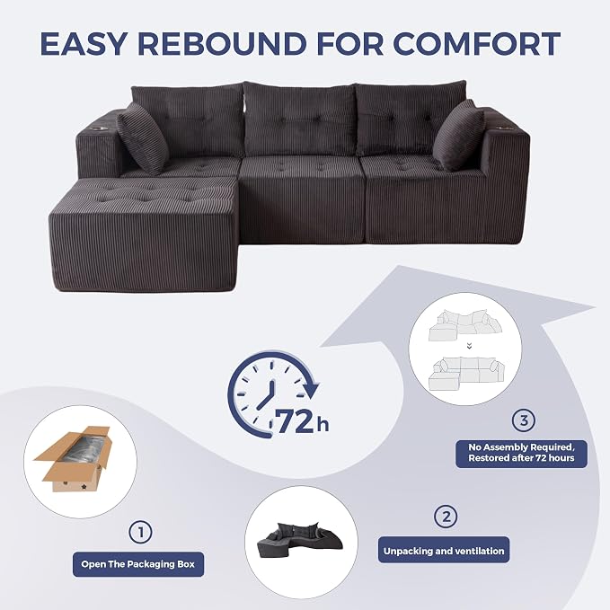 MAXYOYO Modular Sectional Sofa Couch, L Shaped Modern Cloud Couch - Image 8