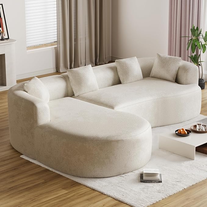 Luxury Modern Tight Curved Back Sofa, 4 Seater Modular Chenille Sectional - Image 3