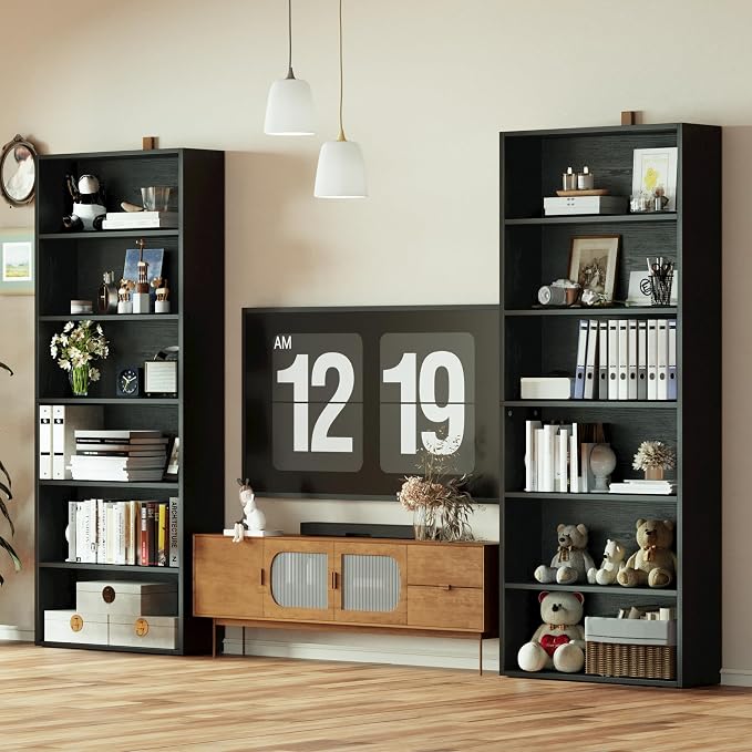 IRONCK Bookshelves and Bookcases Set of 2 Floor Standing 6 Tiers Display - Image 4