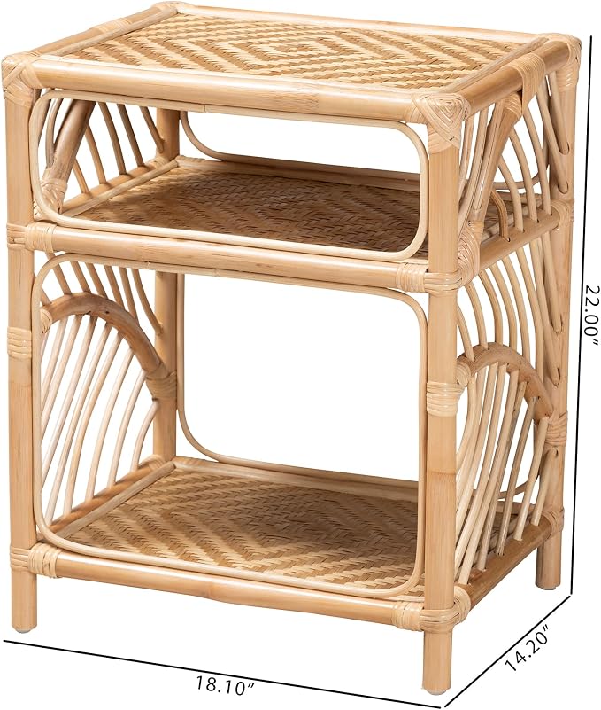 bali & pari Baara Modern Bohemian Natural Rattan Nightstand - Image 3