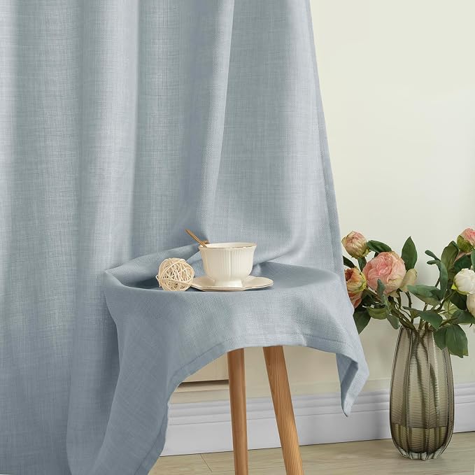 LAMIT Linen Curtains 90 Inch for Bedroom, Grommet Thick Linen Textured Sheer - Image 8