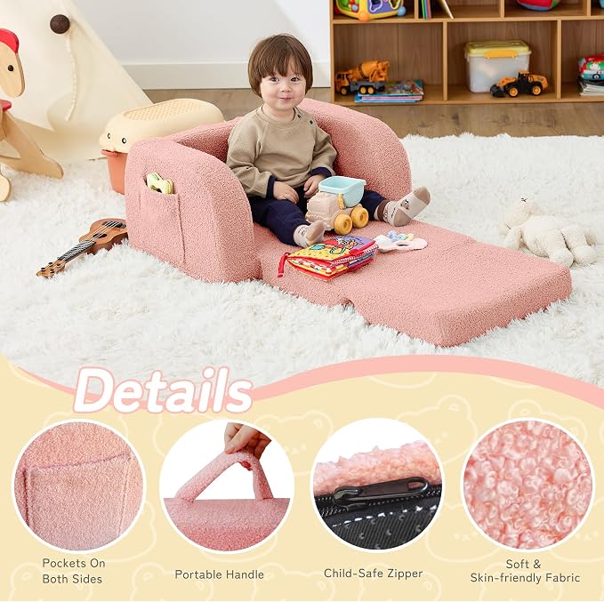 Toddler Couch, 2-in-1 Toddler Chairs Comfy 1-3 Years Old, Toddler Chair - Image 4
