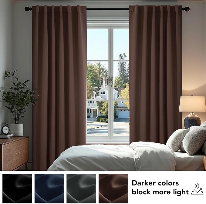 Deconovo Blackout Curtains, Thermal Insulated, W52 x L72 2 Panels, Back Tab - Image 4