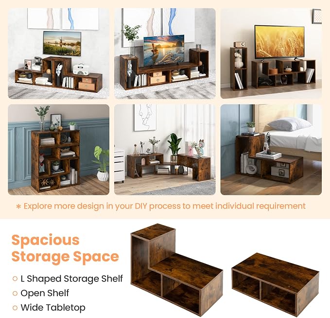 Tangkula 3 Pieces Console TV Stand, Free-Combination Entertainment Center - Image 9