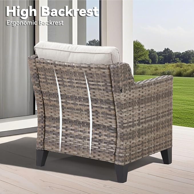 3 Pieces Patio Furniture Sets-Outdoor PE Rattan Wicker Chairs - Image 6