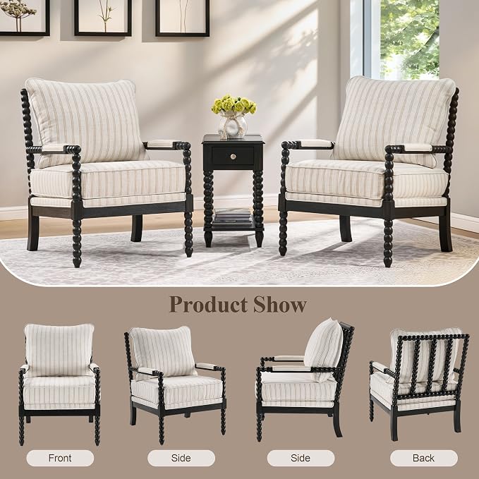 DUHOME Linen Fabric Spindle Accent Chair - Image 7