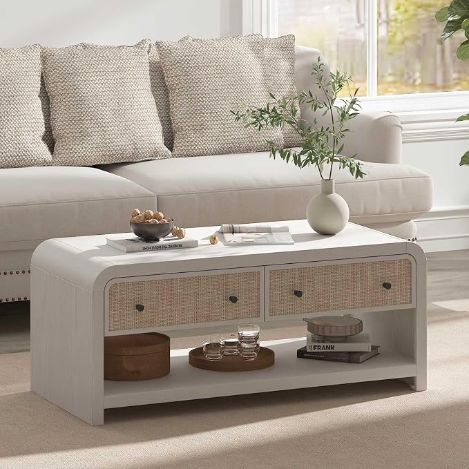 Oak&Sparrow 48'' Boho Coffee Table, Thickened Arc-Shaped Coffee Table - Image 2